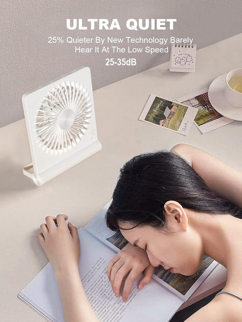 Small Desk Fan, 2000mAh Rechargeable USB Fan Battery Operated,Ultra Quiet, Strong Wind, 3 Speeds Travel Fan...