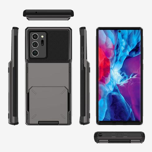 Asuwish Phone Case for Samsung Galaxy Note 20 5G with Tempered Glass Screen Protector and Credit Card Holder Slot Hybrid Protective Cell Rugged Co...