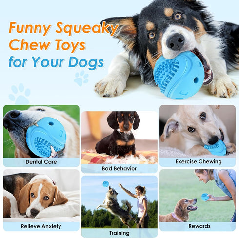 Indestructible Squeaky Dog Balls Dog Toys for Aggressive Chewers Large Medium Breed, Tough Dog Chew Toys for Aggressive Chewers,Interactive Squeak...