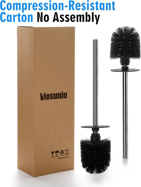 2 Pack Toilet Bowl Cleaning Brush Set for Bathroom, No Assembly and No Scratching Toilet Bowl, 304 Anti-Rust Handle...