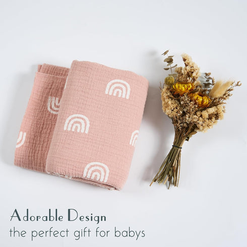 Meracorallo Muslin Swaddle Blanket, 100% Organic Cotton Receiving Blanket Soft and Breathable Swaddle Wrap for Baby Boys and Girls, Rainbow...