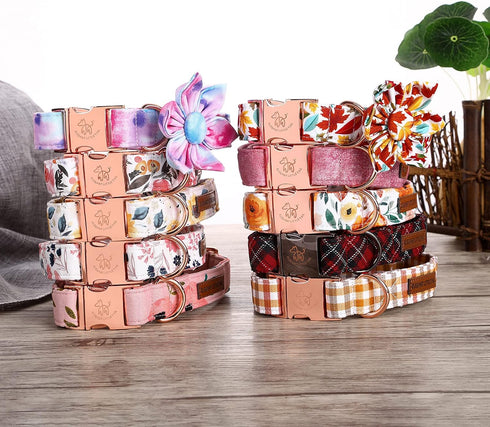 Elegant little tail Flower Dog Collar for Female or Male Dogs, Fall Pet Collar Adjustable Dog Collars with Flower Gift for Medium Dogs...