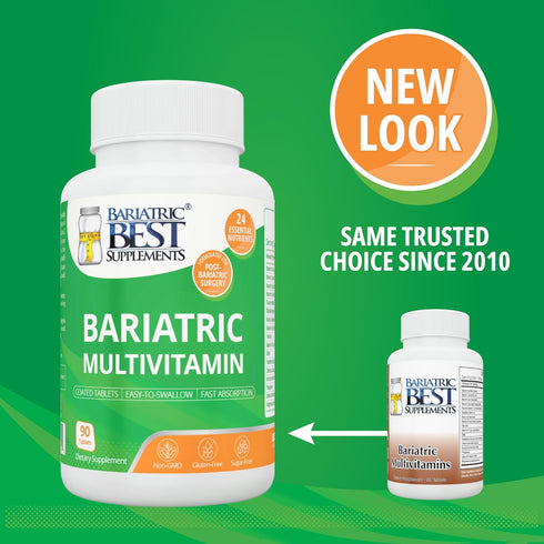 Bariatric Multivitamin with Iron for Post-Gastric Bypass & Sleeve Surgery, Energy Supplements, 90 Tablets, 24 Essential Nutrients, Formulated by B...