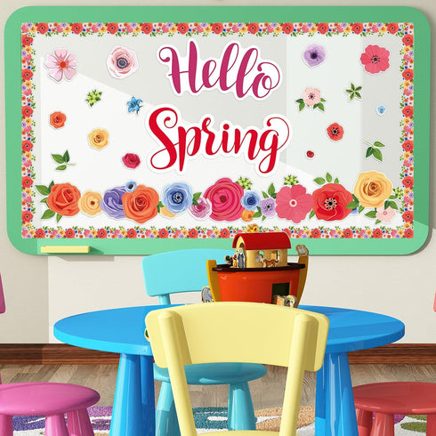 51 PCS Spring Bulletin Board for Classroom Wildflowers Bulletin Board Decorations Hello Spring Bulletin Board Cutouts Set Flowers Cutouts Spring F...