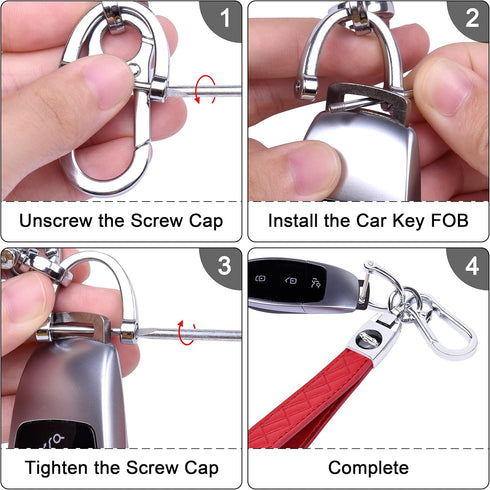 Wisdompro Microfiber Leather Car Keychain, Universal Key Fob Keychain Leather Key Chain Holder with 3 Keyrings and 1 Screwdriver for Men and Women...