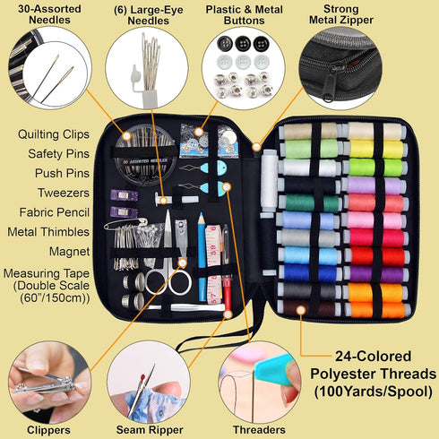 Easy-to-Use Pink Sewing Kit for Girls, Teens, Moms, and Kids - Beginner Hand Sewing Kit for Clothing Repairs. includes Basic Needles, Thread, and ...