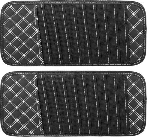 X AUTOHAUX 2pcs Car CD Visor Storage Cases Vehicle Sun Visor Organizer with 10 DVD Storage Sleeves Black with White Line...