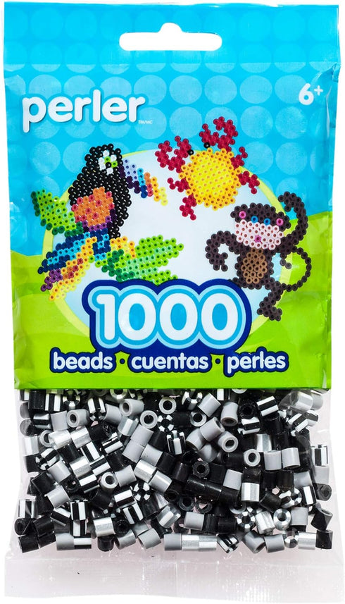 Perler Beads Fuse Beads for Crafts, 1000pcs, Newsprint Striped Black, Grey, and White...
