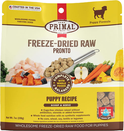 Primal Puppy Dog Food, Freeze Dried Dog Food, Pronto; Scoop & Serve, Complete & Balanced Meal; Also Use As Topper or Treat; Premium, Healthy, Grai...