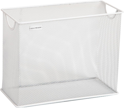 Mind Reader Vertical File Storage, Desktop Organizer, Hanging Files, Office, Metal Mesh, 12.25" L x 5.5" W x 10" H, White...