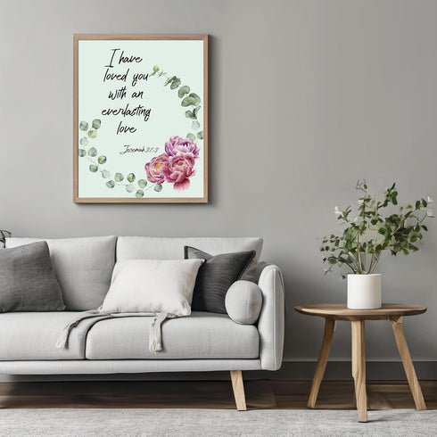 Posterizer 1 pcs-Love Bible Verse -Floral wall art-Religious Posters-Gift for Men Women Entrepreneur Teens-Gifts for Christians - Living Room Bedr...