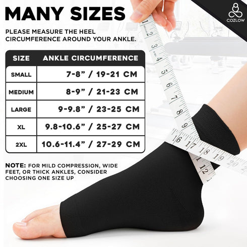 Ankle Compression Socks (XXL, Black), Effective Ankle Brace w/ 20-30 mmHg Compression for Foot Pain Relief, Ankle Support Sleeve for Plantar Fasci...