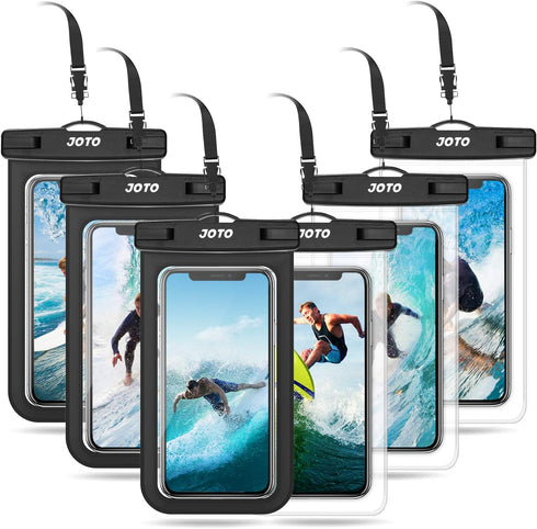 JOTO 6 Pack Universal Waterproof Phone Holder Pouch, IPX8 Underwater Case Cell Phone Dry Bag for iPhone 14 13 12 11 Pro Max Plus XS XR X 8 7, Gala...