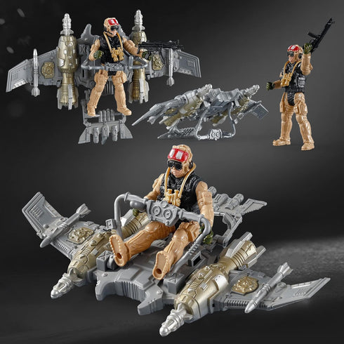 US Army Men Action Figures Play Set,Toy Soldiers with Military Weapons Accessories for Kids Boys...