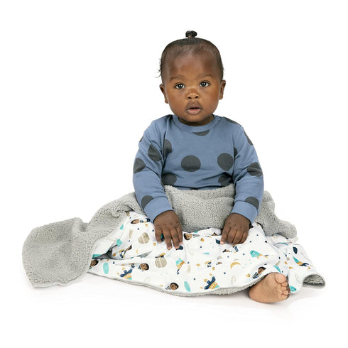 Plush Baby Blanket 30' x 40' Soft Fleece, Astronaut and Space Theme (Ashton) for Newborn & up, Grey...