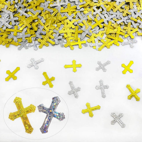 Cross Confetti | Glitter Confetti Sprinkles for Xmas Bridal Baptism Thanksgiving Memorial Day Festival Decorations | Metallic Foil | 45g 1.6OZ 100...