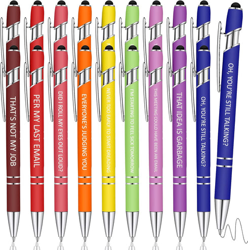 Snarky Office Pens Funny Insulting Pens Arcastic Negative Quotes Ballpoint Pens Macaron Touch Stylus Pens for Office, Black Ink(20 Pcs)......