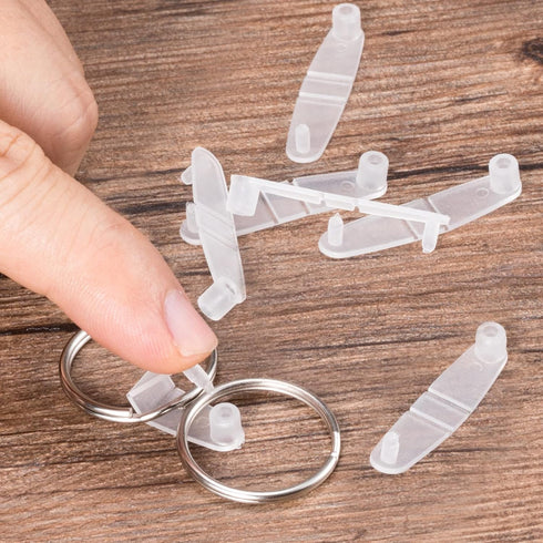 OIIKI 100Pcs Plastic Keychain Clips, Clear Acrylic Keychain Connector Snap Tabs, Card Holder for Keys Rings Office Credit Card Crafts Jewelry Maki...