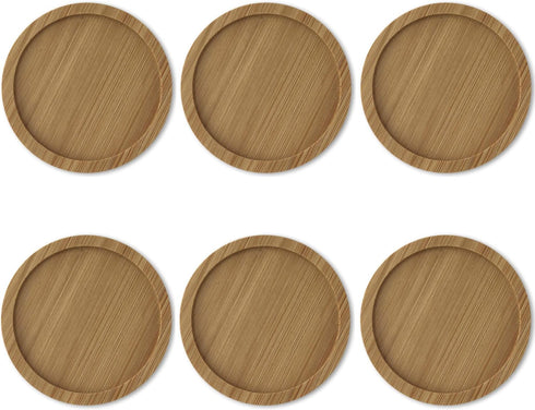Window Garden – 2.75” Bamboo Saucers – for 6-Pack Small Kitty Pots, Succulent Owl Indoor Planters, Set of 6 Saucers. Keep Surfaces from Getting We...