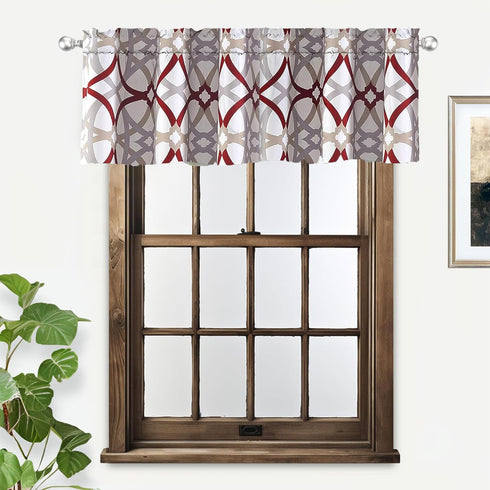 DriftAway Alexander Pattern Match Blackout Valances for Windows 250GSM Geometric Moroccan Mid Century Rod Pocket 52 Inch by 14 Inch Plus 1.75 Inch...