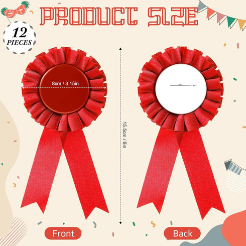 12 Pieces Blank Award Ribbon Prize Ribbon 1st Place Rosette Ribbon Award Medal Winner Victory Ribbon Recognition Participation Ribbon for Competit...