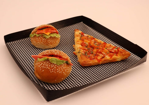 Bluedrop Toaster Baskets Non Stick PTFE Grill Mesh Trays Crisper Bakery Baskets Food Grade Woven Glass Baking Mesh Trays For Speed Oven27X27CM...