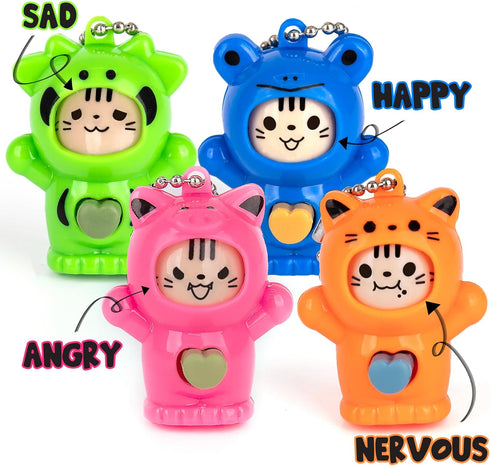 ArtCreativity Face Changing Animal Keychains for Kids - Set of 12 - Cute Keychains with 4 Different Expressions and 5 Designs - Animal Birthday Pa...