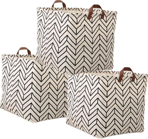 3 Pieces 13 Inch Square Storage Bin, Fabric Folding Storage Baskets with Handles, Storage Organizer for kid's Toy & Baby Clothing - Laundry Basket...