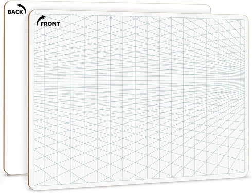 SCRIBBLEDO 2 Point Perspective Grid 11”x14” Large Graph Dry Erase Board Double-Sided White Board Drawing Grid Lines Graphing Charts Whiteboard for...
