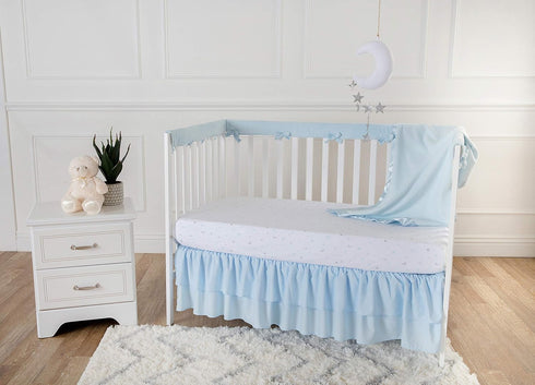 American Baby Company Fitted Crib Sheet 28" x 52", Soft Breathable Neutral 100% Cotton Jersey Sheet, Baby Blue Stars, for Boys and Girls, Fits Cri...
