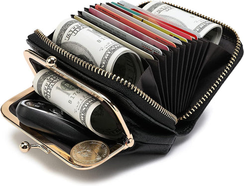 2 in 1 Change Purse Wallet,Credit Card Holder with Cion Purse for Women,Cute Pouch for Gril with Zipper Clasp...