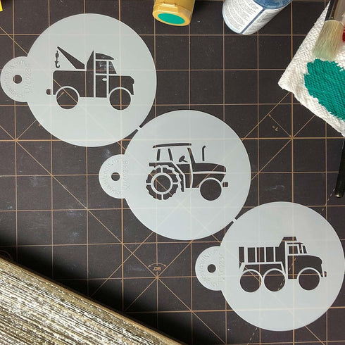 Designer Stencils Trucks Cookie Set, Beige/Semi-Transparent...