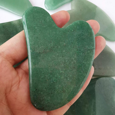 Gua Sha Crystal Jade Stone Board for Skincare, Scraping Face Back Massage Relax Therapy Trigger Point Treatment(Green Aventurine)...