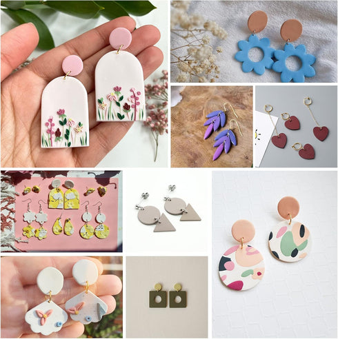 MEMOVAN Polymer Clay Cutter Set 24 Shapes Clay Earring Cutters with Earring Tool Accessories for for Polymer Clay Earring Jewelry Making Supplies...