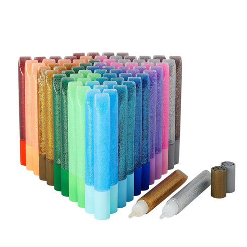 Bright Creations 72 Pack Glitter Glue Pens, Rainbow Glue Stick Set for Arts and Crafts Projects, Slime Supplies, Scrapbooking, Cards, 0.35 Oz (12 ...