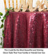 ShiDianYi 50 Inch Round Sequin Tablecloth - Burgundy Sparkling Party Decor for Weddings, Birthdays, Bridal Showers | Wrinkle-Free Luxury Table Cov...