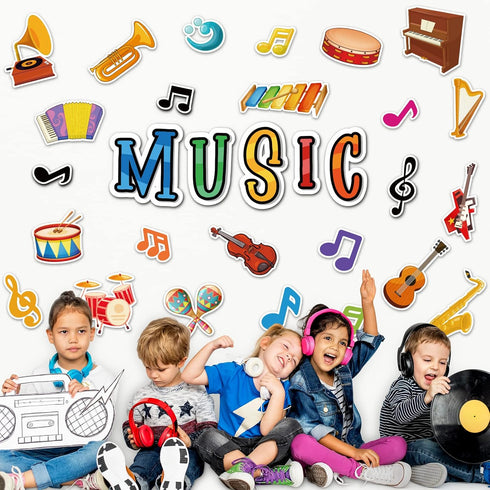 Music Cutouts Music Notes Classroom Bulletin Board Decorations Music Party Themed Birthday Party Supplies for Toddler Kids Students Classroom...