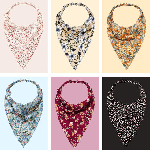 Syhood 6 Pcs Floral Elastic Hair Bandanas for Women Boho Hair Scarf Headband Chiffon Head Kerchief Turban with Clips(Rural Floral Patterns)...