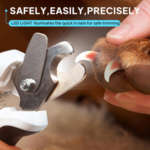 PetiFine LED Dog Nail Clippers with Light, Dog Nail Trimmer with Safety Guard & Nail File, Razor Sharp Blades, Dog Nail Trimmer/Clipper for Large ...