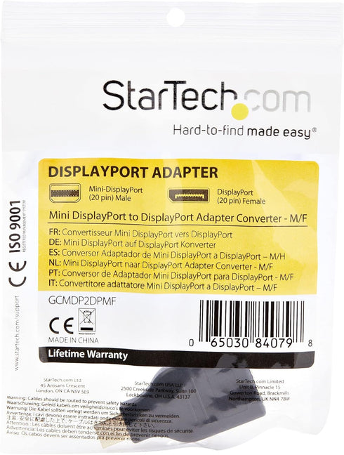 StarTech.com Mini DisplayPort to DisplayPort Adapter Converter - Mini DP (m) to DP (f) Converter Adapter (GCMDP2DPMF)...