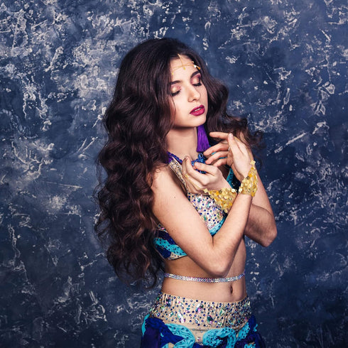 Belly Dance Jewelry Set Women Belly Dance Gold Sequins Head Chain Coins Necklace Earrings Bracelets Bohemian Tassel Anklet Chain Hand Ring Bracele...