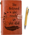 Inspirational She Believed She Could So She Did Embossed Leather Journal, Refillable Journal Notebooks, Travel Journal Diary Sketch Book Writing J...