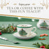 Spode Christmas Tree Teacup & Saucer Set - 7 Oz Earthenware Cup for Tea, Coffee, Cappuccino, Espresso - Holly & Mistletoe Holiday Accents - Holida...