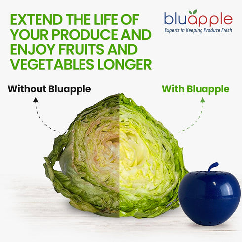 Bluapple Produce Saver Ethylene Gas Absorber 1 Year Combo Pack with Activated Carbon - 2 Bluapples + 8 Packets (13 grams each) Vegetable & Fruit F...