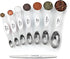 Spring Chef White Stainless Steel Magnetic Measuring Spoons Set of 8 with Leveler, Dual Sided Metal Teaspoon & Tablespoon Measuring Spoons, Fits i...