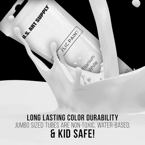 U.S. Art Supply Artists Acrylic Color Paint, Titanium White, 2 Extra-Large 120ml Tubes - Professional Grade, Excellent Tinting Strength, Mixable -...
