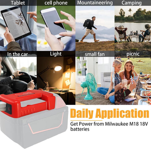 USB Power Tool Battery Chargers for Milwaukee M18 18V Battery ?USB Charger Adapter with USB-A&USB-C 2.1A Fast Charge Ports...