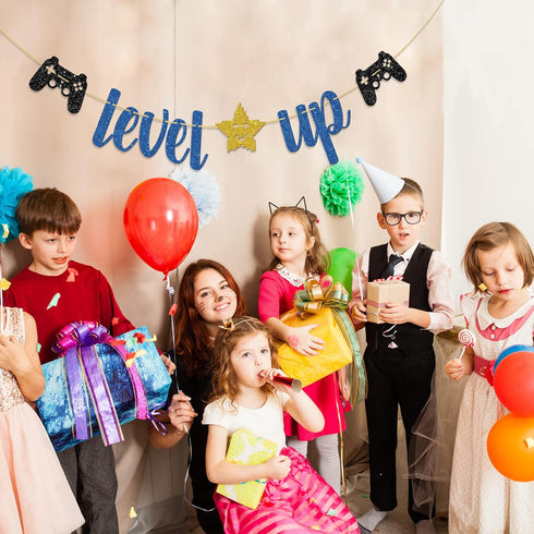Level Up Banner, Video Game Theme Birthday Party Decoration for Kids Boys Girls, Happy 11th 12th13th 14th 15th 16th Birthday Party Supplies...