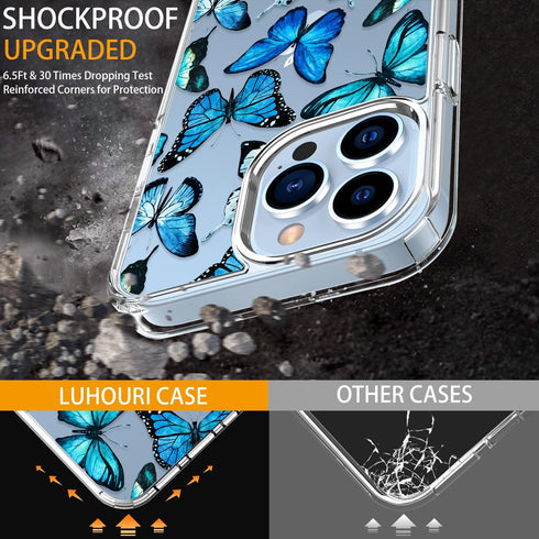 LUHOURI Designed for iPhone 13 Pro Case with Screen Protector - Crystal Acrylic Clear for Women and Girls - Slim Fit Protective Phone Cover 6.1" -...