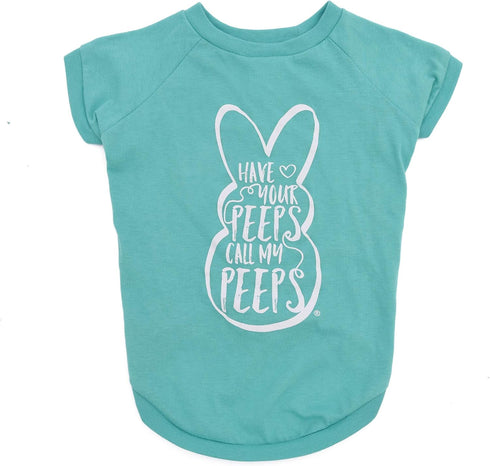 Peeps for Pets Call My Dog T Shirt - Teal Blue Dog T Shirt for Dogs Soft and Comfortable Machine Washable Dog Shirt - Officially Licensed Pet Dog ...